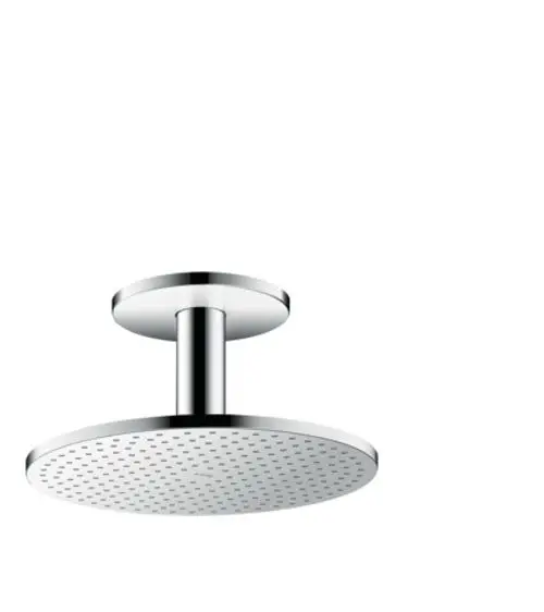 Duschkopf mit Deckenanschluss in Chrom von AXOR, runde Form mit gleichmäßig verteilten Wasserlöchern auf der Unterseite, für eine klassische Kopfbrause.